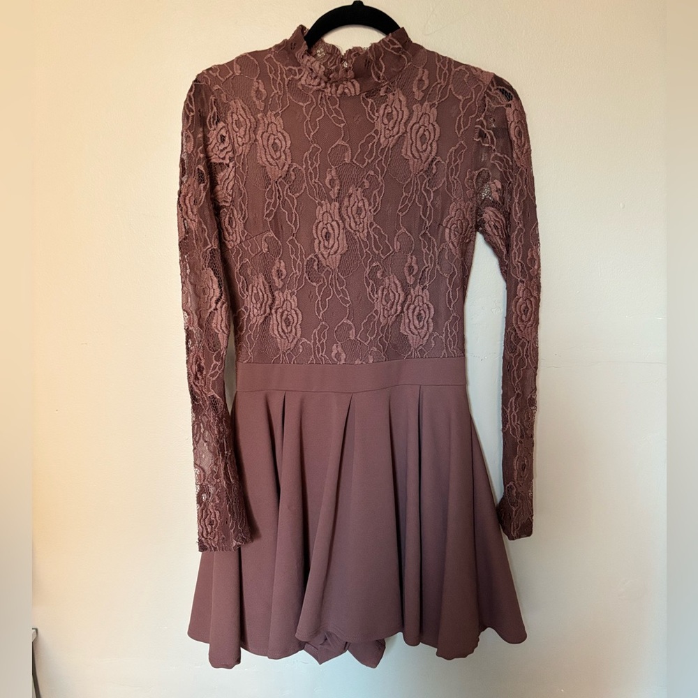 Formal long sleeve dress with skirts built in
